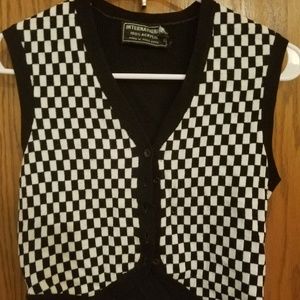 Vintage checker sweater half vest